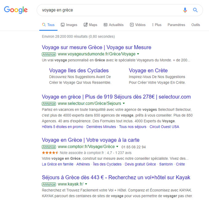 Réseau de recherche Google Ads