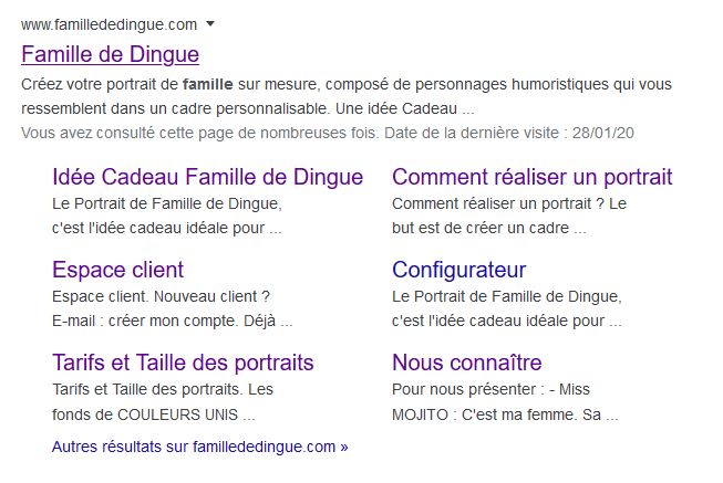 Résultats de recherche dans Google